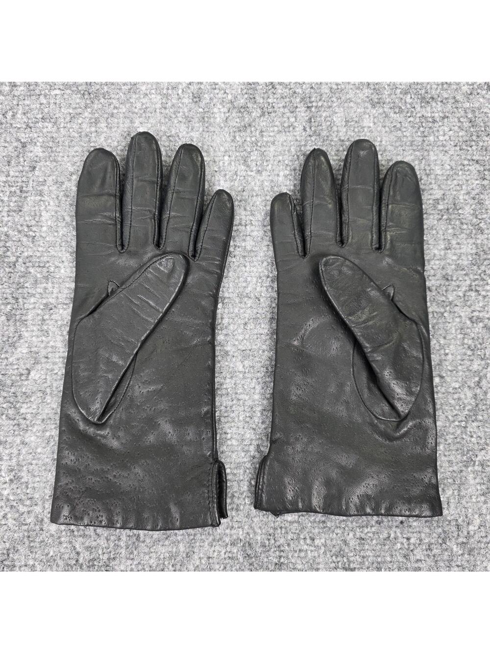 Fownes Gloves Womens 8 Black Leather Lined Insulated Winter Dress Wrist Classic